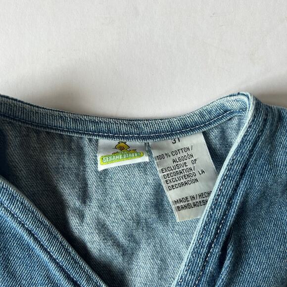 Sesame Street Elmo Vintage Girls Size 3T Denim Wrap Dress Cheer Pleated Y2K - Picture 5 of 7